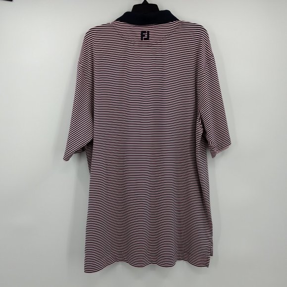 FOOTJOY Polo Shirt Men's XL Pink Black Striped Button Logo Short Sleeve Pullover - Picture 3 of 10